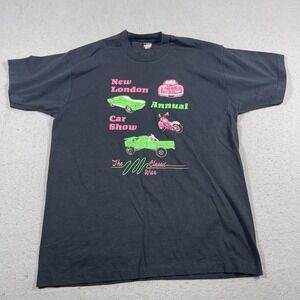 Vintage New London Car Show Shirt Mens XL Black Classic War Auto Event 90s USA